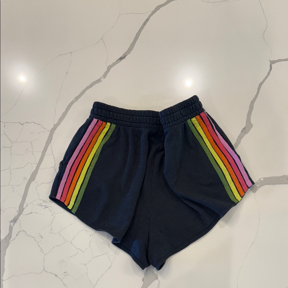 Aviator Nation Neon 5 Stripe Charcoal  Shorts with Neon 5 Stripe Accents